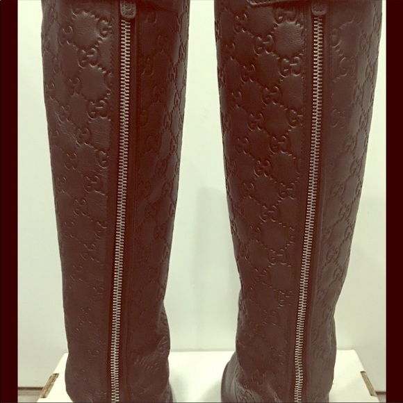GUCCI GUCCISSIMA LeatherMAUD BACK ZIP RIDING BOOTS - Picture 3 of 15
